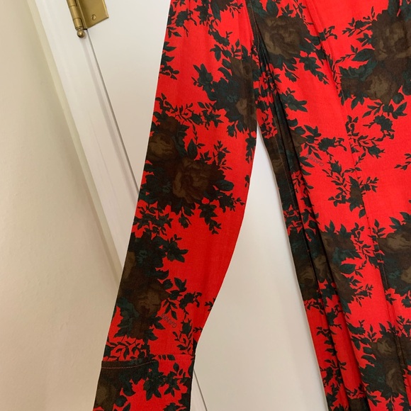 Ganni Red and Black Long Sleeve Dress - Picture 4 of 7